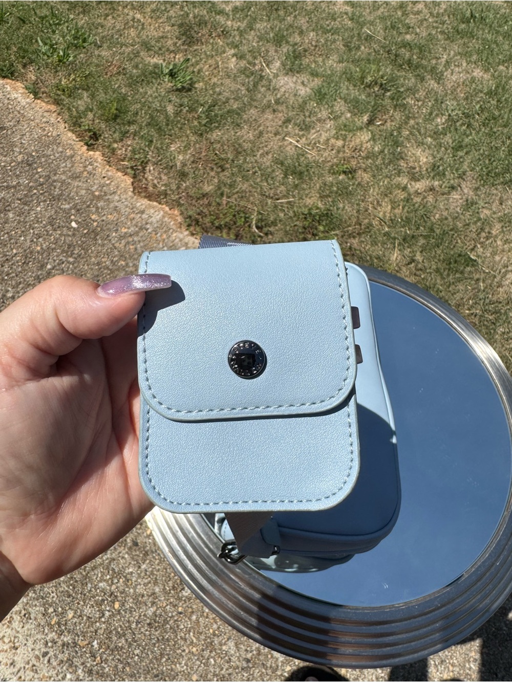 Steve Madden light blue Leather Buckle Crossbody with Strap Pouch - Picture 5 of 8